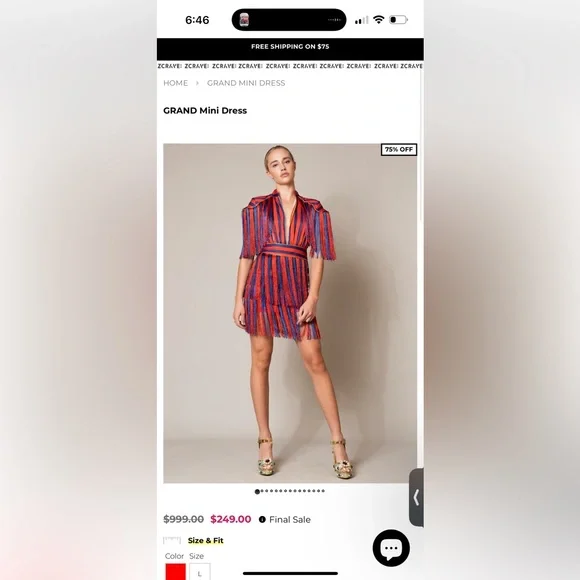 ZCrave GRAND Mini Dress | Red & Blue Fringe Statement Dress | Size Large FUN - Picture 9 of 9